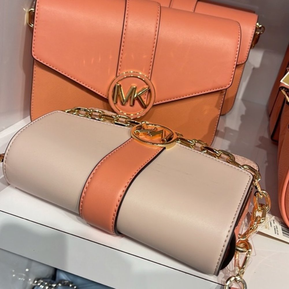 Michael Kors Carmen Small Monogram Flap Crossbody Sherbert Color - Picture 10 of 16